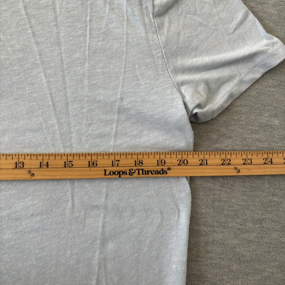 Banana Republic Mens Quick Dry Henley Shirt Light Blue Heathered Short Sleeve L
